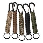 5 Pack Professional Paracord Keychain with Carabiner Clips, Paracord Keyring Braided Kit, Paracord Lanyard with Locking D Ring Hooks for Keys Knife Flashlight for Camping and Hiking