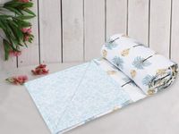 Trance Home Linen 100% Cotton Reversible Dohar Single Bed Size | Jaipuri Printed Artisan Block Design Blanket | Soft Lightweight Ac Comforter Quilt (56"X88", Oasis Blue) Pack of 1, 200 TC