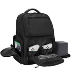 Trunab Travel Backpack Compatible with Xbox Series X Carrying Case Game Storage Bag with Inner Divided Spaces for Xbox X/S Console, Multiple Pockets for 15.6” Laptop and Other Gaming Accessories, Black (Patent Pending)