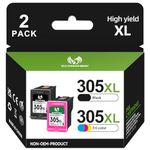 305 Ink Cartridges Black and Colour, 305XL Ink Cartridges High Yield Remanufactured for HP 305, 305 Ink for DeskJet 2710 2720 2700 2724 Plus 4120 Envy 6000 6020 6032 6010 6055 Pro 6430 6400 (2-Pack)