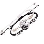 RDYKGOOG 2Pcs Yin Yang Matching Dragon Bracelet for Women Men,Yin Yang Couple Bracelet for Boyfriend Girlfriend Best Witness Gift, 13IN, 丝绸, black wihte