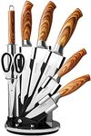 Sharp Kitchen Knife Set – Rotating 7 Pcs Stainless Steel Knife Block – 360 Degree Rotating Acrylic Stand – by Nuovva