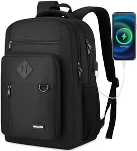 Backpack for Men and Women, Casual School Backpack Teen Boys and Girls Lightweight 15.6 Inch Laptop Bookbag with USB Charger for College Work Travel (Black)