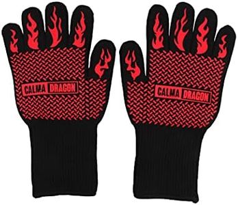 Calma Dragon Guantes Extremadamente Resistentes al Calor BBQ 932F Altas Temperaturas, Guantes Barbacoa, Guantes de Ignífugos para Cocinar Horno y Cocina Protección Antideslizantes Silicona