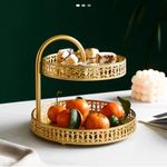 Lvpradior 2 Tiers Cake Stand, Gold Afternoon Tea Stands, Round Cupcake Display Stand, Fruit Dessert Party Server Plates Stands, Serving Platters for Parties, Christmas Cake Stand(Leaves)