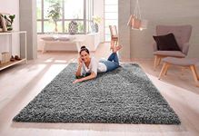 SHAGGY RUG Modern Rugs Living Room Extra Large Small Rectangular Size Soft Touch 30MM / 3cm Thick Pile Living Room Area Rugs Non Shedding (Grey, 240cm x 340cm (7.9ft x 11.2ft))