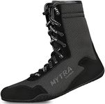 Mytra Fusion Boxing Shoes Suede Leather Boxing Boots for Junior, Boys and Mens Boxing Footwear (5, Black)