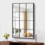 NIMURY Rectangle Mirror, Window Mirror Wall Mounted, 30×48In Window Pane Mirror Wall Decor Metal Framed, Large Black Mirror for Bedroom Living Room Fireplace Entryway Hanging or Leaning Against Wall