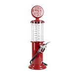 BLKSMITH Pump Liquor Dispenser for Home Bar | Vintage Style Red Plastic 30 Fl. oz Liquor Decanter for Man Cave Decor | Beverage Dispenser for Scotch, Vodka, Cocktails, Non-Alcoholic Drink and More