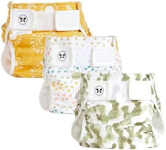 Honest Hybrid Cloth Diaper Covers with Pocket-Sling, Medium (12-25 lbs), Stops Nighttime Leaks, Use with Boosties Disposable Diaper Pad or Reusable Insert, 3 Pack of Cotton Muslin Covers