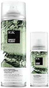 IGK Direct Flight Multi-Tasking Matcha Dry Shampoo | Full + Travel Size | Oil Absorbing, Heat-Free Volume and Texture Boost | Lifts Dirt and Build Up | 2 Pack