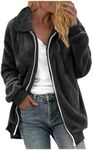 Winter Coats for Women 2024 Trendy Fleece Jacket Long Sleeve Faux Fur Coat Fuzzy Sherpa Jackets Zip Lapel Pocket Outwear Black