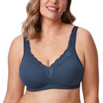 Delimira Women's Non Wired Bras Full Coverage Cotton Comfort Bra Plus Size Non Padded Soft Bras Sargasso 44C