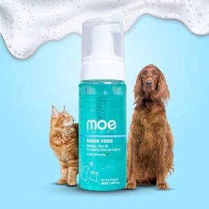 Moe Puppy Waterless Dry Shampoo for Dogs & Cats | Cleansing & Conditioning, Detangling & Moisturizing | Quick Odor Removal | Safe for Puppies & Kittens (150 ml)