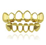 Sadiyamo Shiny Hip Hop Teeth Grillz Caps Iced Out CZ Top and Bottom Vampire Fangs Grillz for Men and Women