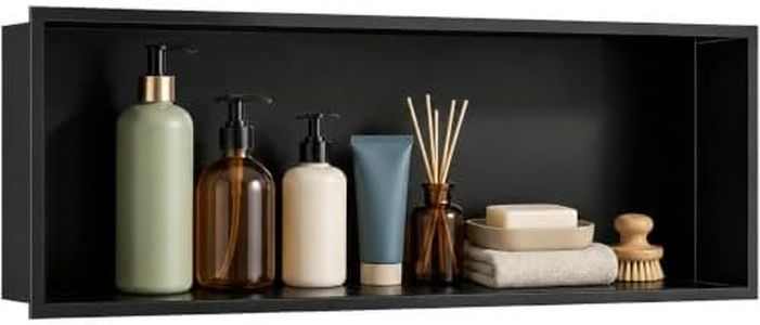 Autopartsfreer Recessed Wall Niche Cabinet 36" x 12", Matte Black Stainless Steel, No Tile Needed, Shower Niche Storage