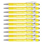 HEYZARDA Personalized Pens with Name Text Logo Custom Ballpoint Pen for Business School Office Events with Stylus for Touchscreen 50 Pcs Yellow