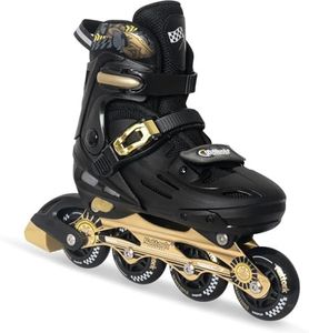 Kids Inline Skates Adjustable Blades Roller for Boys Girls- Golden for Teenagers Youth Age 7 8 9 10 - Cool Racing Car Decorations Indoor Outdoor