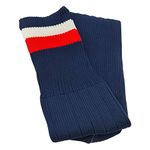 Sutton Sports Double Stripe Football Rugby Premium Socks - Made In UK - NAVY/WHITE/RED - MENS (UK 6-8)