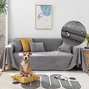 STACYPIK Gray Waterproof Sofa Cover Simple Dog Couch Cover for 2-3 Cushion Couch Non-Slip Water Resistant Couch Silpcover Sectional Loveseat Sofa Cushion Covers Pet Protector Furniture Covers-71X118IN