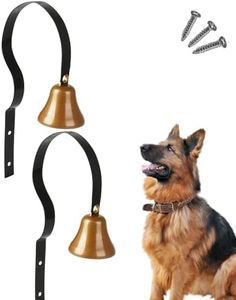 GoldTiger Dog Doorbell,Fixed Metal Dog Doorbell,Dog Bell for Door Potty Training,Bell for Dogs to Ring to go Outside,Manual Assemble Wall Mounted Dog Door Bell (2Pack Black)