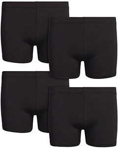 Rene Rofe Girls' Cartwheel Shorts - 4 Pack Dance Bike Shorts with Comfort 4-Way Stretch - Athletic Shorts for Girls (6X-14), Size 7-8, Black/Black/Black/Black