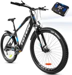 Totem Electric Mountain Bike for Adults-500W Geared Hub Motor(Peak 1000W)-Light Weight E Bicycle 48V 11.6Ah Invisible Lithium Battery-E MTB 21 Speed 27.5" Tires-Front Fork Suspension-Volcano 2.0