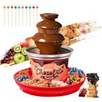 Huanyu Chocolate Fountain Machine 3 Tiers Stainless Steel Chocolate Fondue Fountain for Wedding Birthday Party (With Serving Tray, Red)