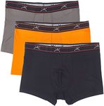 Terramar Men's Silkskins 3" Trunk Briefs with Pouch (Pack of 3),Orange/Black/Dk.grey,Large