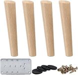 16 inch / 40cm Wooden Furniture Legs, La Vane Set of 4 Solid Wood Oblique Tapered Furniture Replacement Feet with Mounting Plate & Screws for Sofa TV Cabinet Bed Dining Table