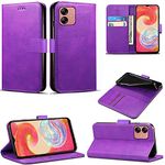 For Samsung Galaxy A04E Case, Premium PU Leather Folio Cover Magnetic Closure Full Protection Book Design with [Card Slots] and [Kickstand] for Galaxy A04E [ 6.5 inch ] (Purple)