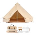 VEVOR Canvas Bell Tent, 4 Seasons 5 m/16.4 ft Yurt Tent, Canvas Tent for Camping with Stove Jack, Breathable Tent Holds up to 8 People, Family Camping Outdoor Hunting Party