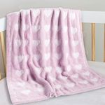 Kid Nation Baby Blankets for Girls Boys Toddler Double-Sided Heart Blanket,40"X 30"Soft Plush Crib Blanket Fluffy Baby Quilt Newborn Stroller Blanket,Prism Pink