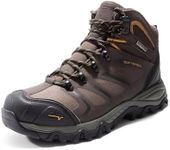 NORTIV 8 Waterproof Work Boots for Men Steel Toe Safety Construction Boots,Size 9,BROWN/BLACK/TAN,160448_M-STEEL