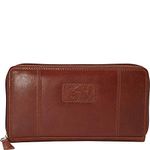 Mancini 8700200-Cg RFID Secure Ladies Zipper Wallet, Cognac, Under Seat