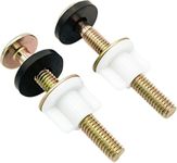 BOETOADG 2Pcs Universal Toilet Seat Bolt and Screw Set, Heavy Duty Toilet Seat Hinge Bolts with White Plastic Nuts, Metal and Rubber Washers, Replacement Parts for Top Mount Toilet Seat Hinge