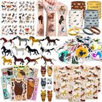 110Pcs Horse Party Favors Supplies - Horse Birthday Party Supplies Include Mini Horse Toys Temporary Tattoos Silicone Bracelet DIY Stickers Gift Bags for Cowboy Cowgirl