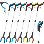 6 Pack Grabber Reacher Tool for Elderly, 32" Foldable Pick up Stick Grabber Long Handy Mobility Aids Lightweight Reaching Tool for Trash Claw Pick up Stick Arm Extension Litter Picker, 5 Color