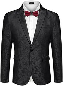 COOFANDY Men's Floral Tuxedo Jacket Paisley Notch Lapel Stylish Suit Blazer Jacket for Wedding, Dinner, Prom, Party Black