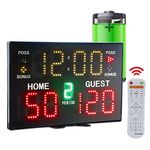 ZY Battery Powered Electronic Basketball Scoreboard with Buzzer, Portable Tabletop Digital Scoreboard with Remote, Wall-Mounted Professional Score Clock Score Keeper for Multisports