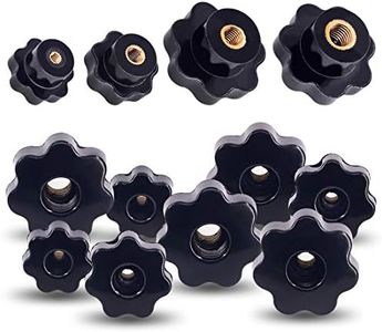 Swpeet 32Pcs M4 M6 M8 M10 7 Star Through Hole Knob Female Thread Nut Clamping Knob Grip Assortment Kit, Star Shape Hand Knobs Black Plastic Screw-On Handle Clamping Knob for Mechanical Equipment