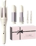 3 in 1 Automatic Curling Iron, Hair Curlers with 3 Curling Barrels (1" - 1.25" - 1.5"), Rotating Curling Iron with 3 Temp, 2-Way Rotation, 10S Fast Heating, Anti-Scald, Dual Voltage, White