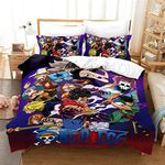 ONE Piece Double King Sze Bed Quilt Case,Japanese Anime Print Thickened Bedding Sets Full Size,Quilt Cover * 1 Bed Sheet 1 Pillowcase * 2,A-247,AU-Double:71"x83"(180x210cm)