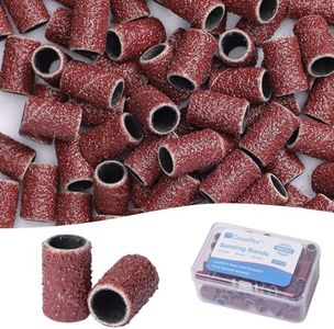 GazePlus 100 Pcs Sanding Bands for Nail Drill with 3/32” Brown Disposable Sanding Band 80 Coarse Grit for Nail Drill Set Acrylic Nails Gel Manicure & Pedicure
