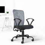 CELLBELL© Calisto C83 Mesh Mid-Back Ergonomic Office Chair/Revolving Chair/Computer Chair for Work from Home/Study Chair Metal Base Backrest Adjustable Chair [Grey]