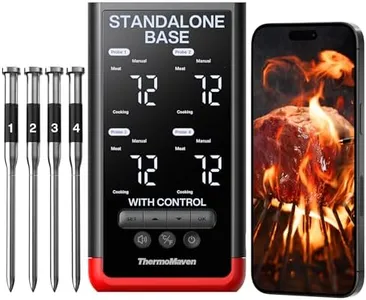 ThermoMaven 4-Probe Wireless Bluetooth Smart Meat Thermometer: Standalone Base, WiFi Unlimited Range, 6 Sensors with NIST Certified Accuracy, for Kitchen, BBQ, Grill, Oven, Smoker, Rotisserie