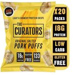 THE CURATORS High Protein Pork Puffs, Original Salted, 25g (20 Packs) 18g Protein Crisp Low Carb Keto Gluten Free Savoury Snack