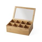 Nifty Solutions Bamboo Tea Box | 8 Compartment Tea Bag Storage | Stores up to 200 Tea Packets | Natural Wooden Tea Box | Tea Storage Containers | Organize Tea, Jewelry & Small Items