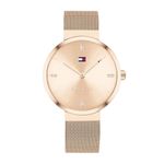 Tommy Hilfiger Analogue Quartz Watch for Women with Carnation Gold Colored Stainless Steel mesh Bracelet - 1782218