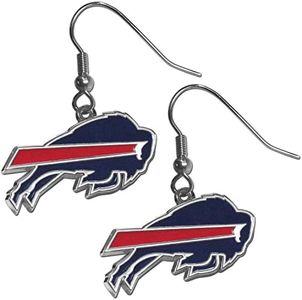 NFL Siskiyou Sports Womens Buffalo Bills Chrome Dangle Earrings One Size Team Colors,white